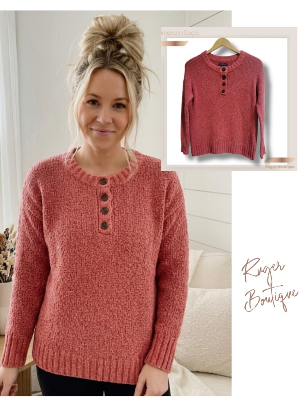 🌿American Eagle Outfitters Women's XS Mauve Knit Sweater